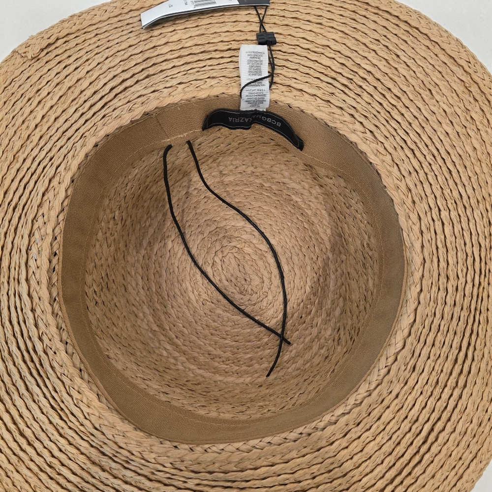 BCBGMaxAzria Tan and Black Wide Brim Straw Hat - Picture 8 of 11
